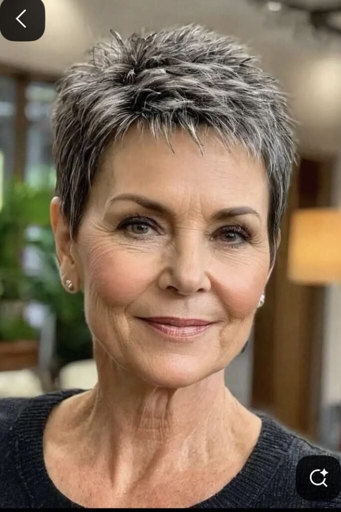 4. Edgy Spiky Grey Pixie Cut with Short Fringe
