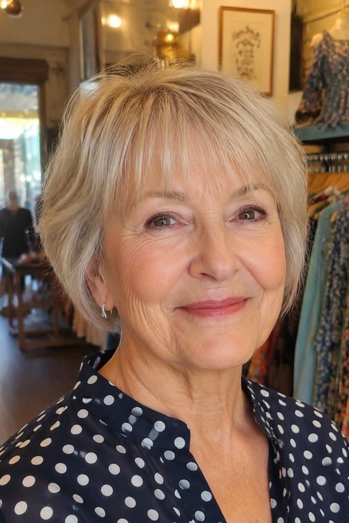4. Layered Blonde Shag Bob with Soft Fringe