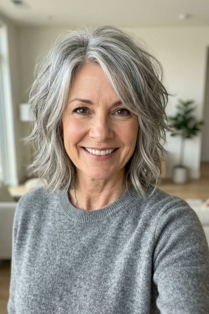 4. Shaggy Shoulder-Length Cut with Face-Framing Waves