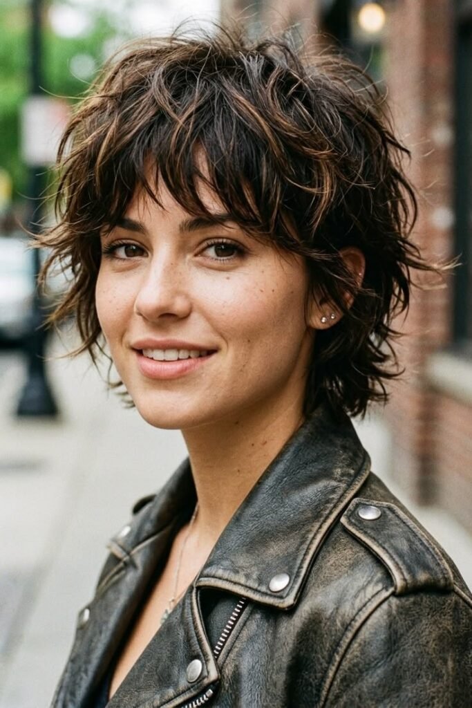 4. Textured Brunette Shag with Soft Layers