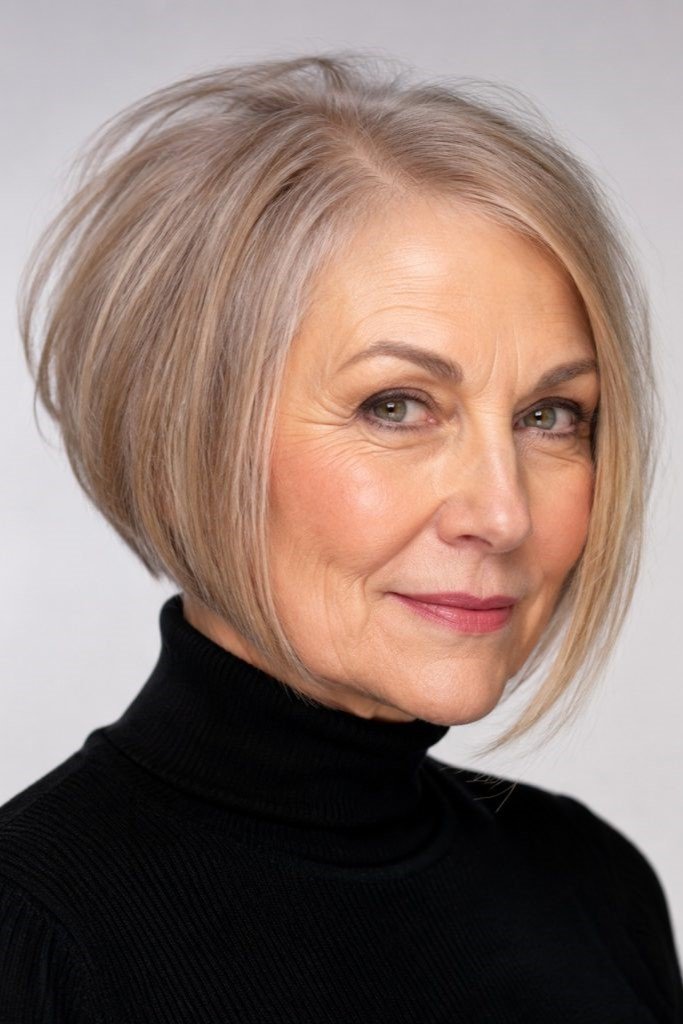 5. Angled Inverted Bob with Voluminous Crown