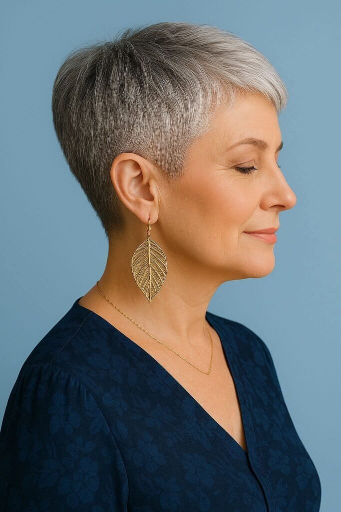 5. Classic Sleek Grey Pixie Cut with Tapered Sides