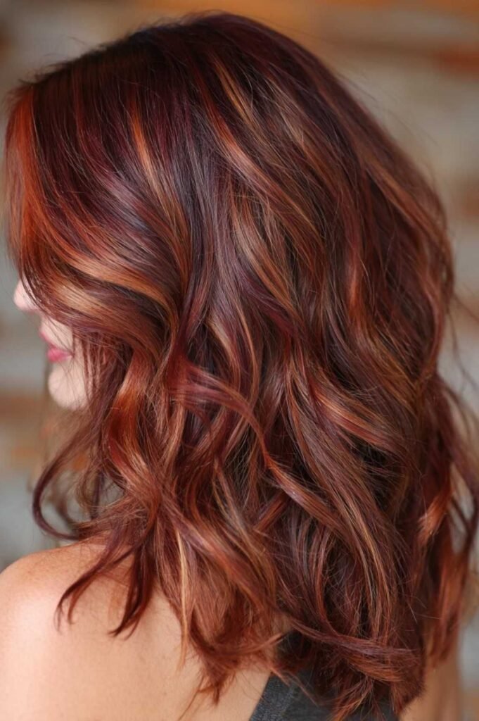 5. Vibrant Auburn Copper Waves with Rich Mahogany Roots