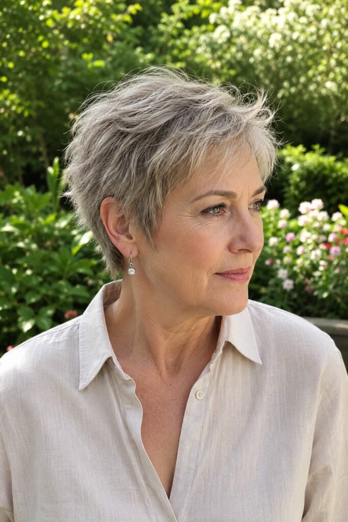 6. Short Textured Pixie Cut with Feathered Layers