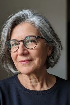 6. Textured Grey Bob with Soft Side-Swept Fringe