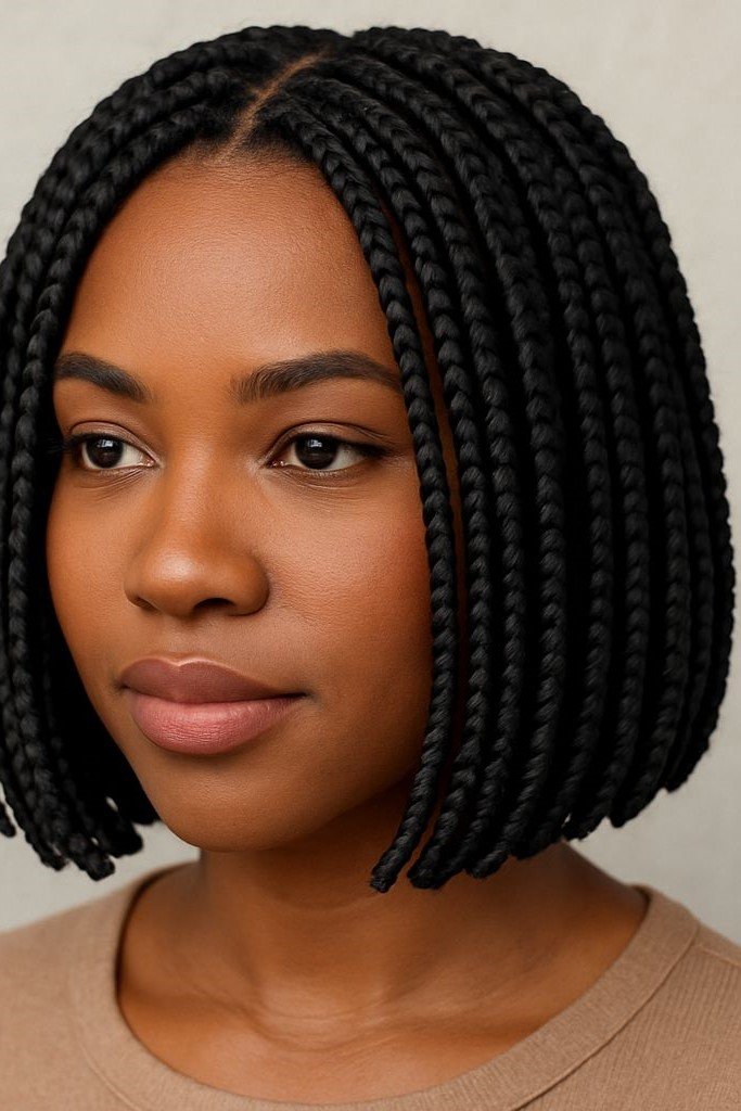 6. Thick Blunt-Cut Box Braid Bob