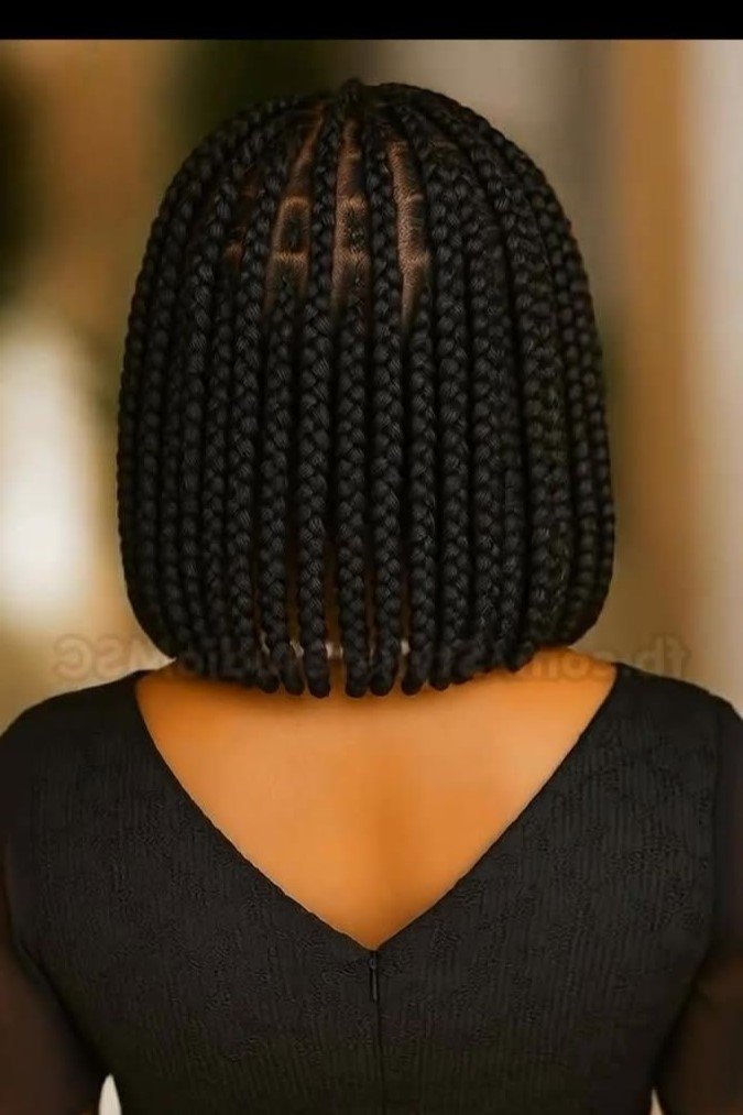 7. Back View of Structured Box Braid Bob
