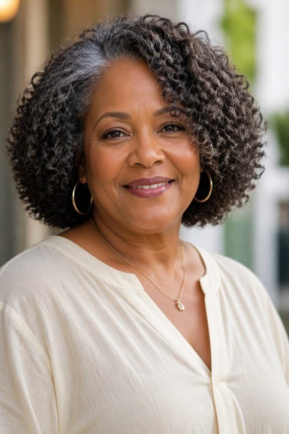 7. Medium-Length Curly Lob with Side Part