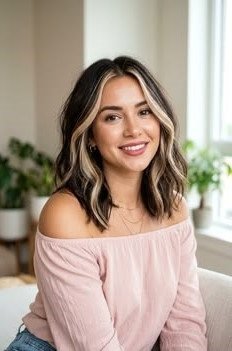 7. Shoulder-Length Dark Brunette Hair with Bright Blonde Face-Framing Highlights