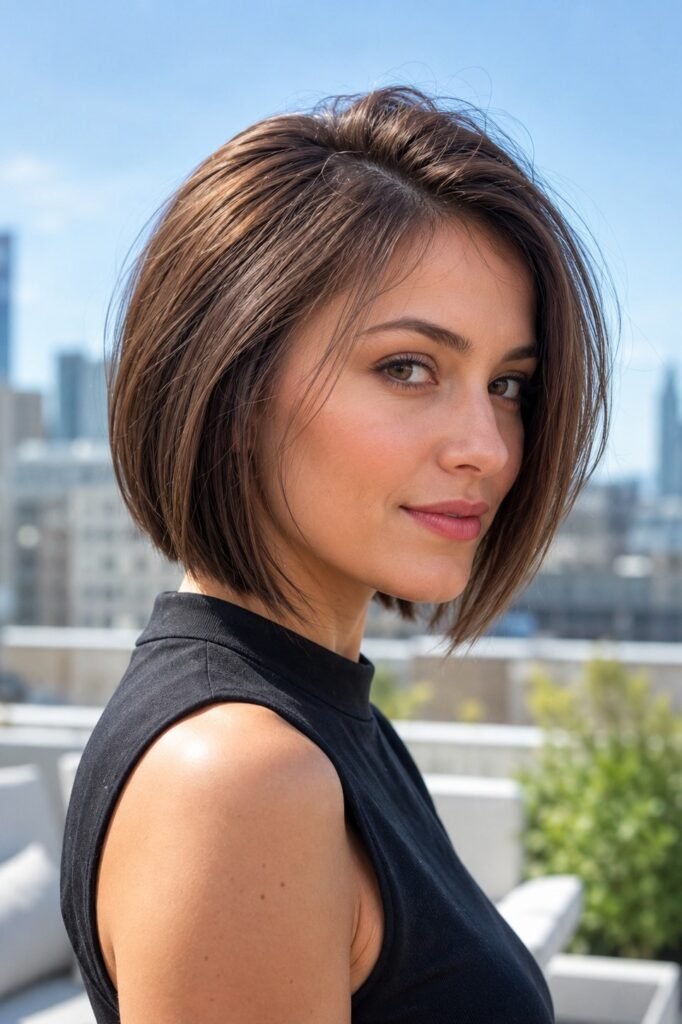 7. Side-Swept Angle Bob with Tapered Ends