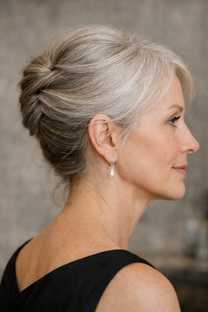 8. Classic French Twist Updo with Volume at the Crown