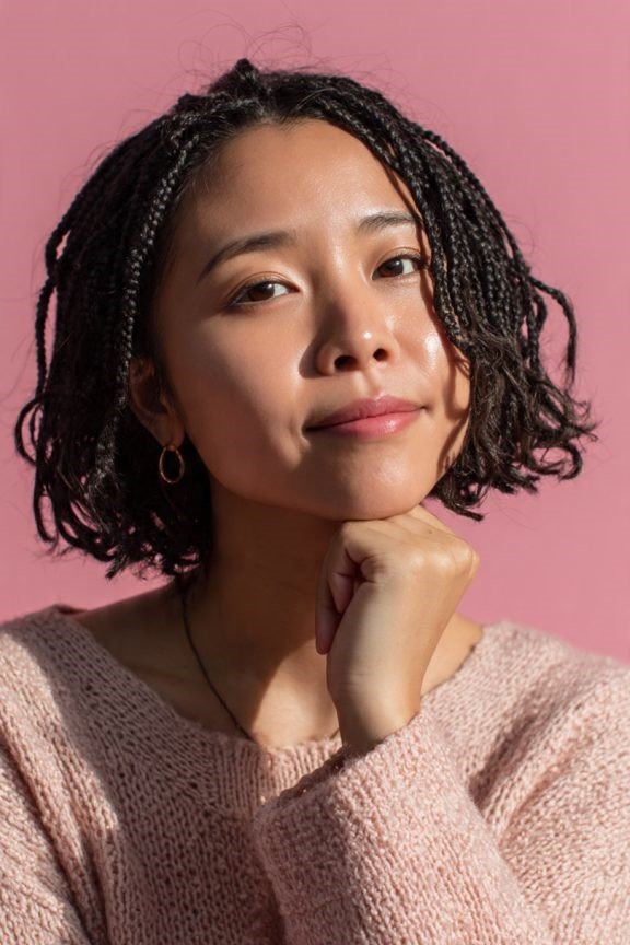 8. Short Micro-Braided Bob with Natural Ends