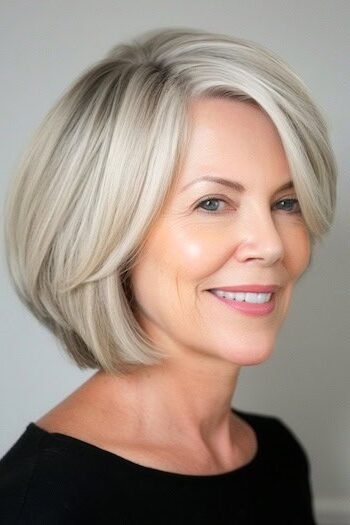 8. Voluminous Platinum Blonde Rounded Bob
