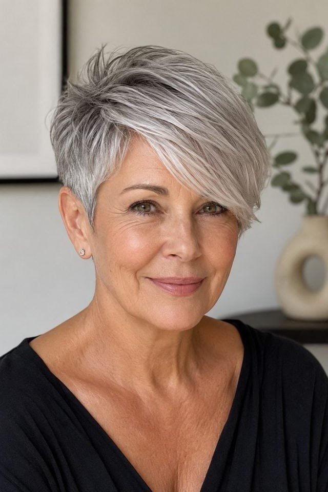 9. Asymmetrical Pixie Cut with Deep Side-Swept Bangs