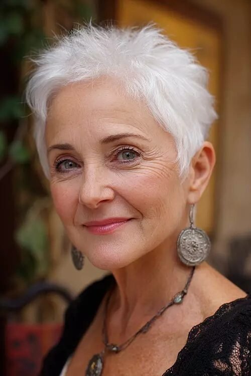9. Spiky Ultra-Short White Pixie Cut