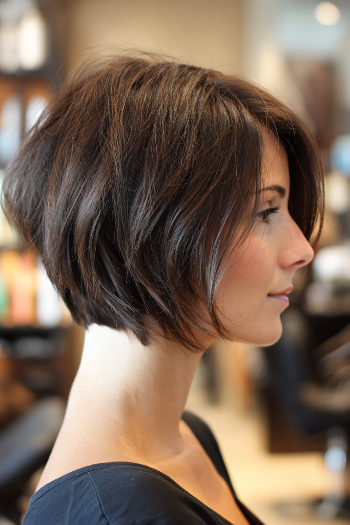 9. Textured Layered Dark Brown Pixie-Bob