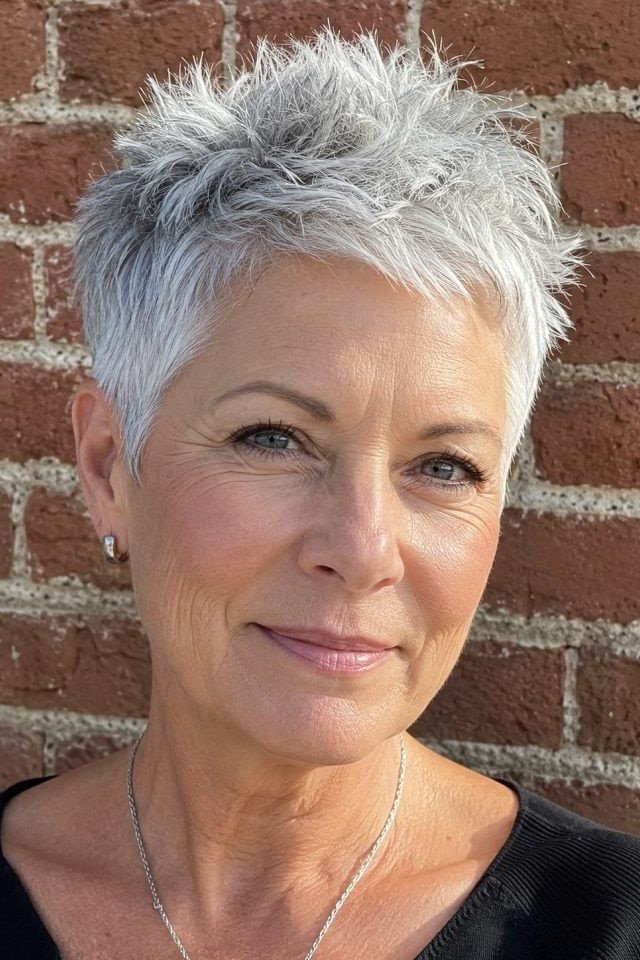 10. Bright Silver Spiky Crop with Short Tapered Sides