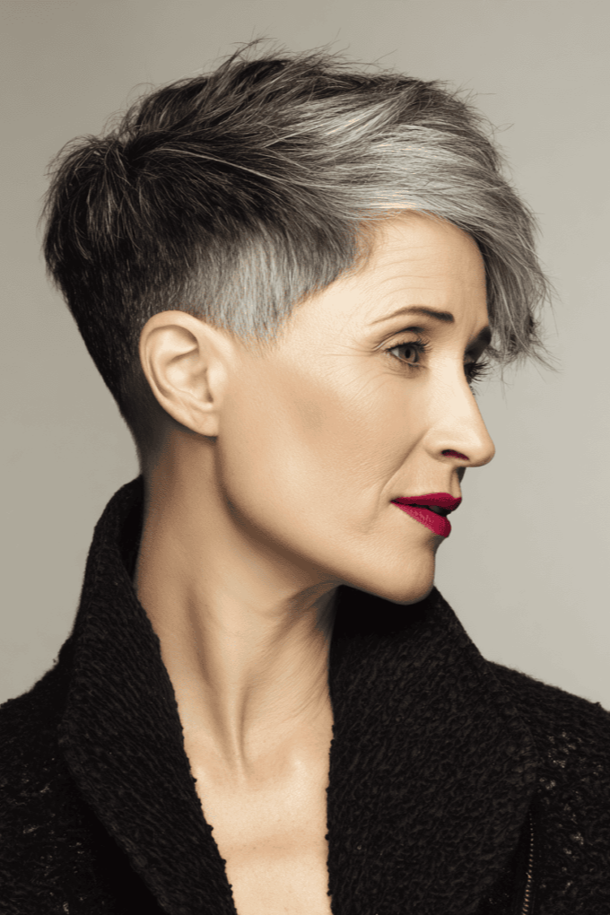 11. Edgy Asymmetrical Charcoal Undercut Pixie