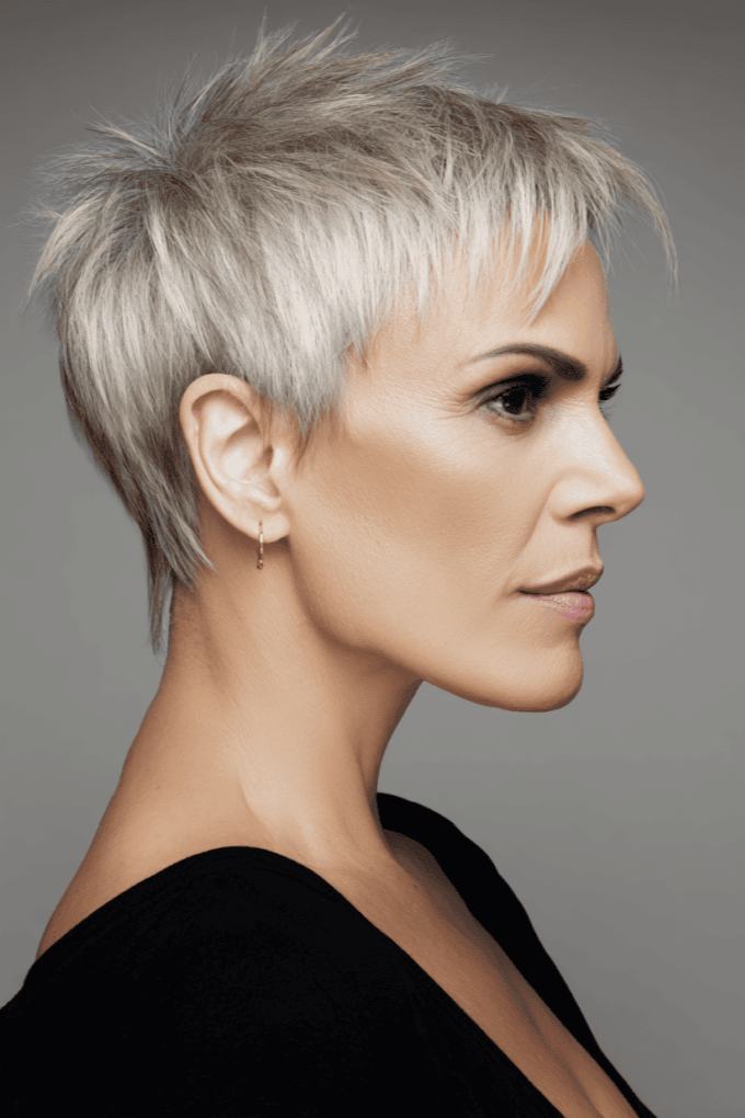 12. Spiky Platinum Silver Pixie with Tapered Sides