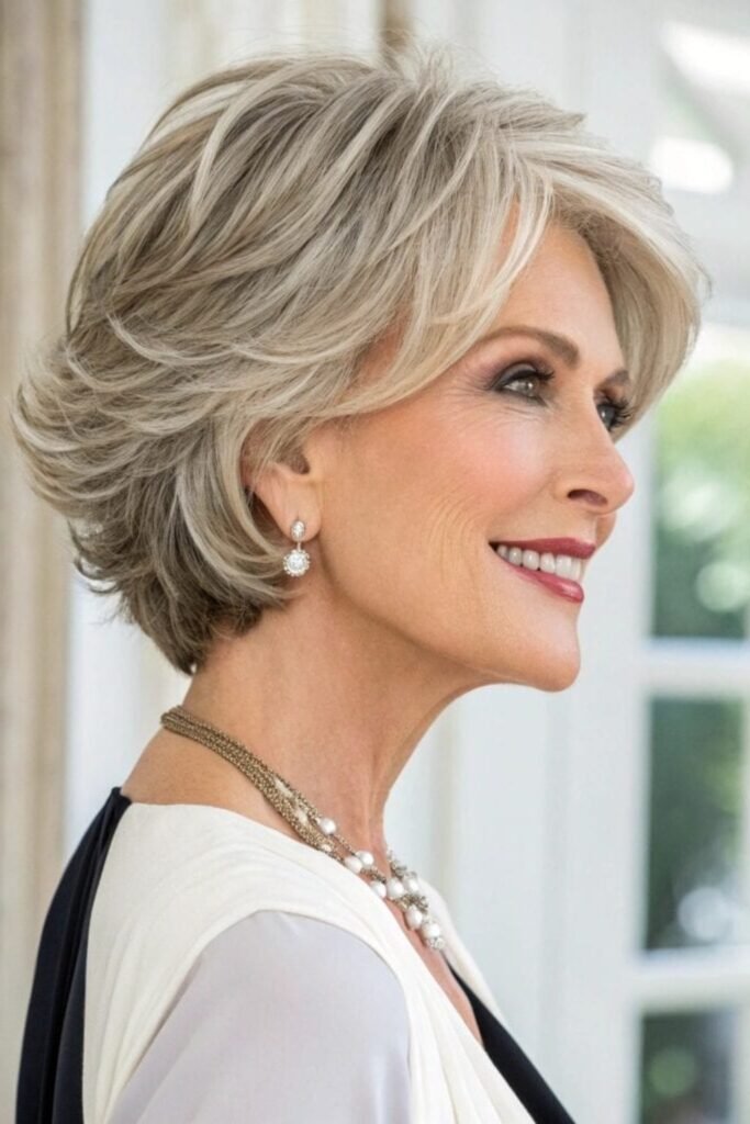 12. Stacked Layered Bob with Honey Highlights