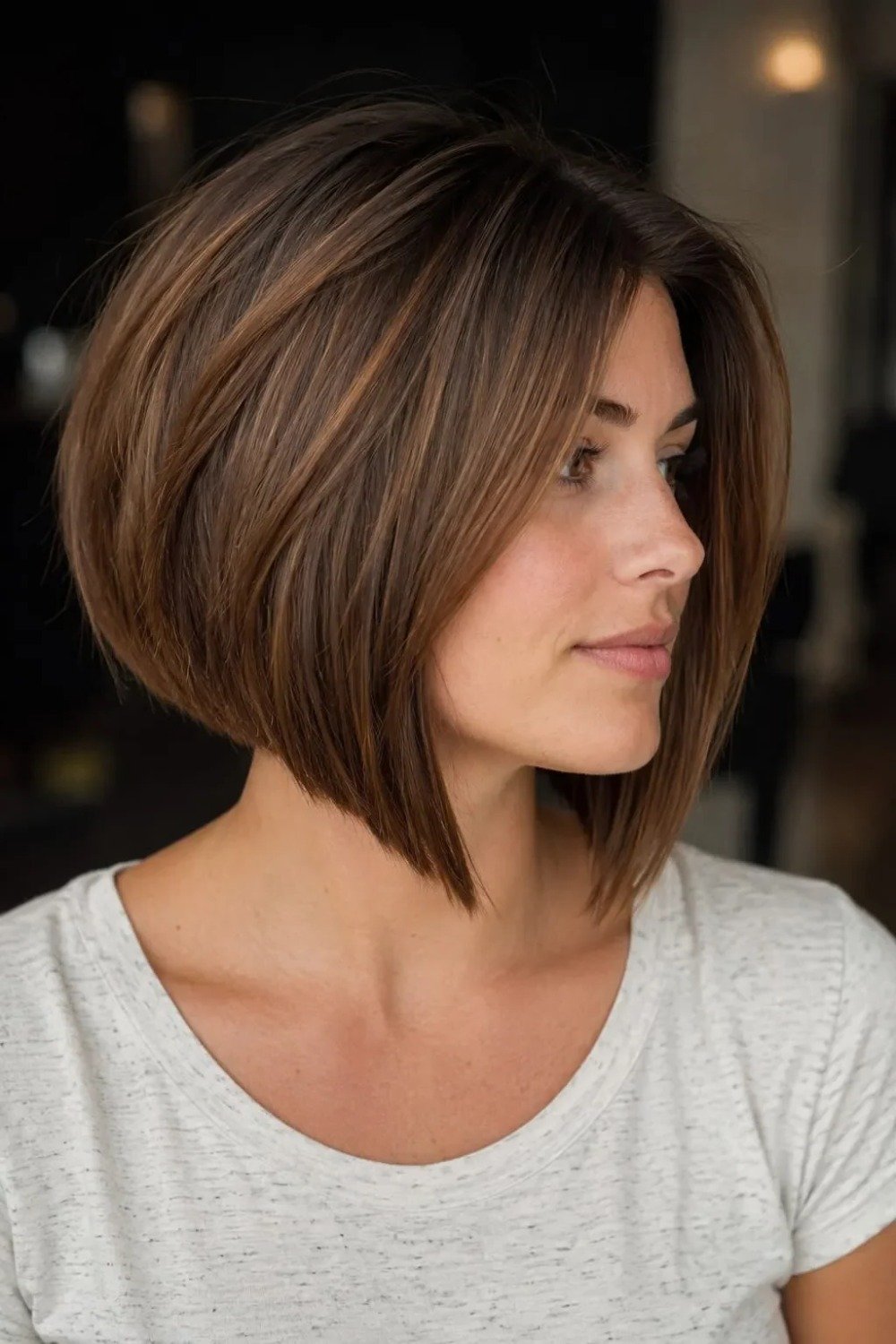 13. Razor-Cut Chocolate Bob with a Face-Framing Front