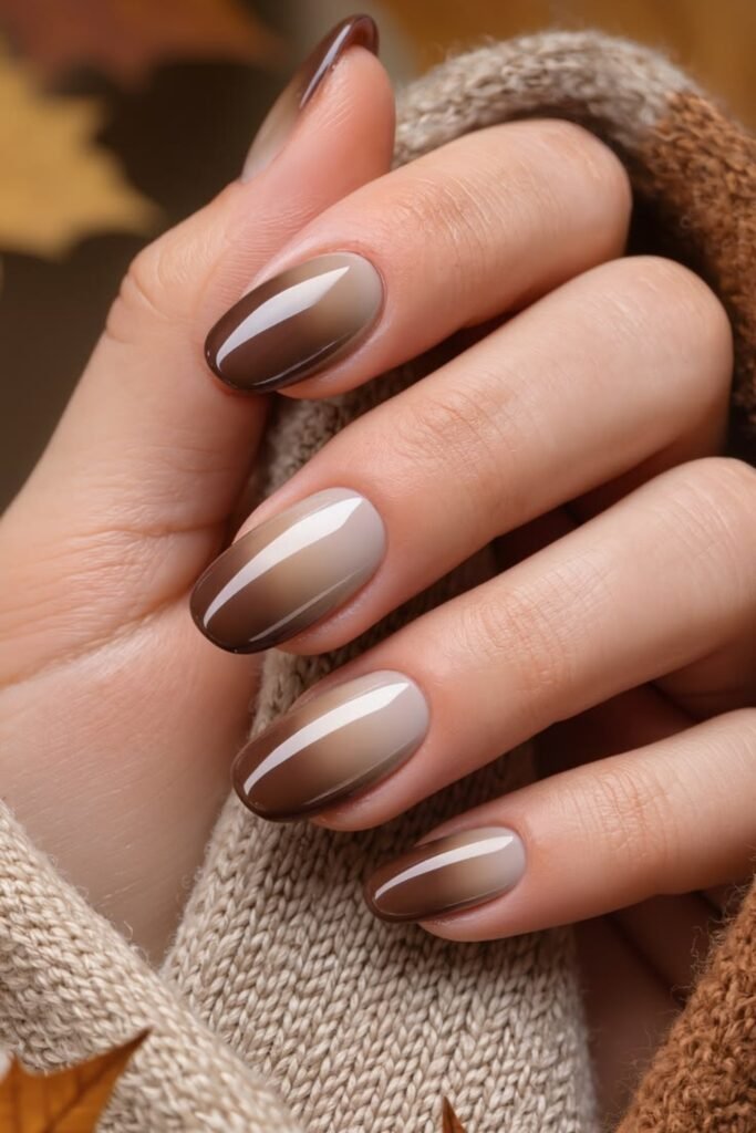 14. Taupe Mocha Aura Nails