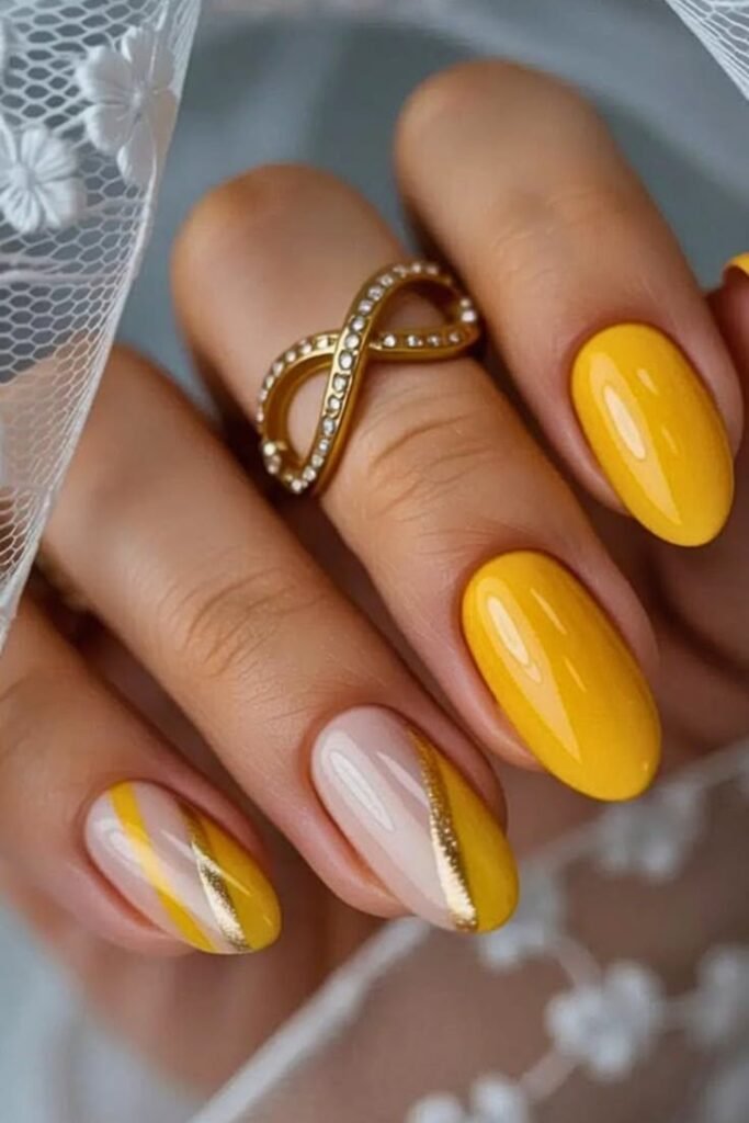 14. Mustard Yellow with Gold Foil Lines