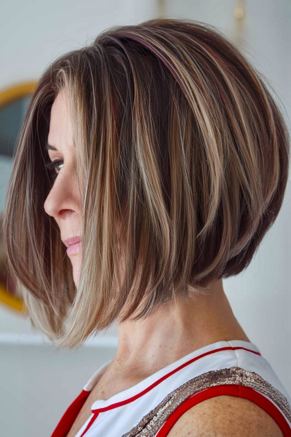 14. Chestnut Brown Stacked Angled Bob
