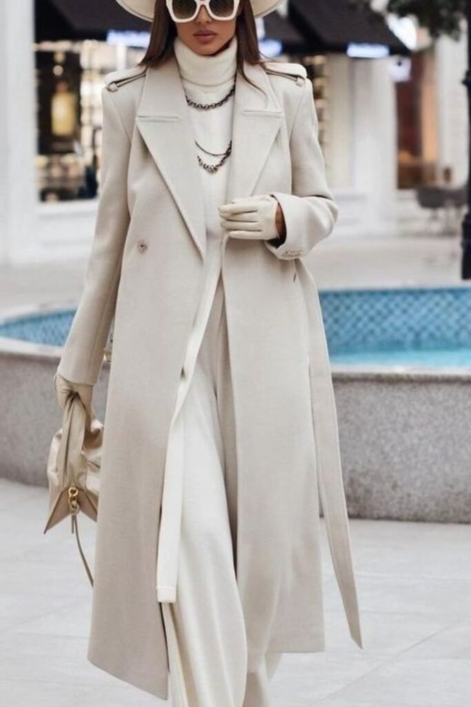 14. Head-to-Toe Winter White with Belted Coat