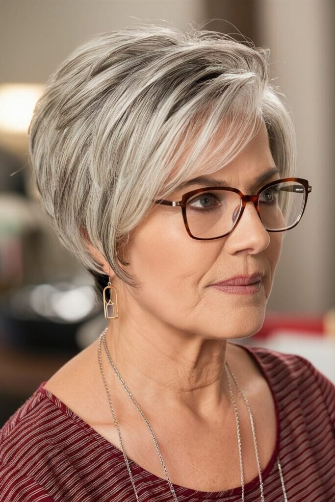 14. Tapered Pixie Cut with Sweeping Side Bangs