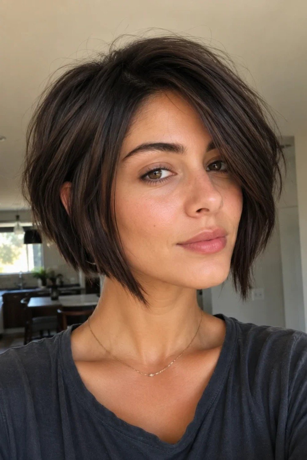 16. Caramel Balayage Long Angled Bob