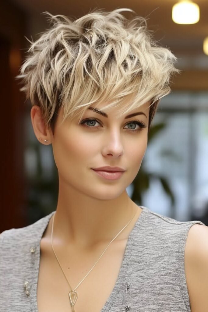 16. Dirty Blonde Choppy Shag with Micro Bangs