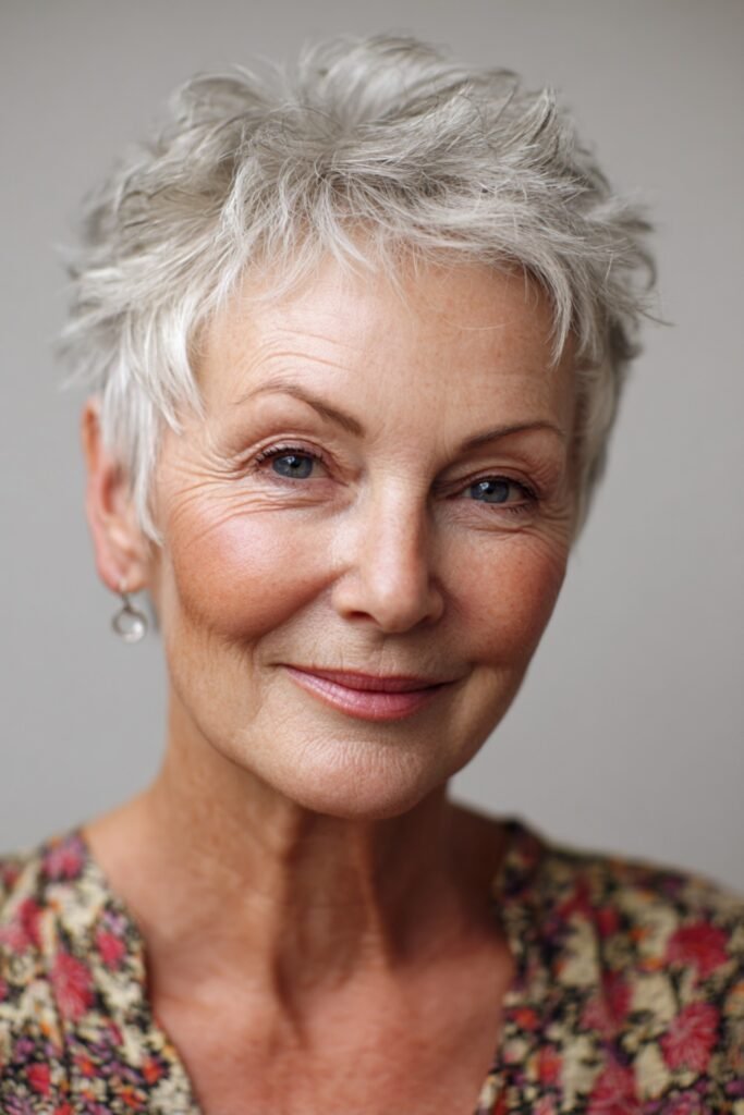 16. (Silver Shaggy Bob with Wispy Bangs)