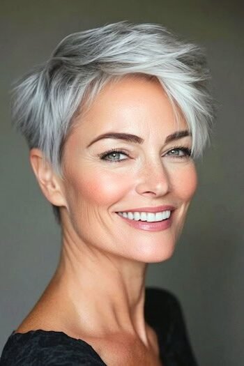 16. Tapered Short Pixie Cut with Side-Swept Top
