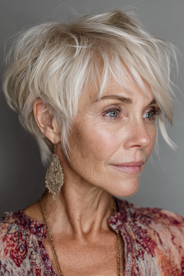 16. Tousled Short Crop with Wispy Bangs