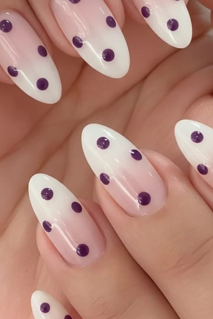 17. Burgundy and Blush Big Dot Nails