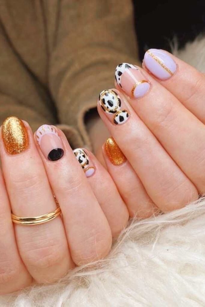 17. Cow Print and Gold Foil on Nude