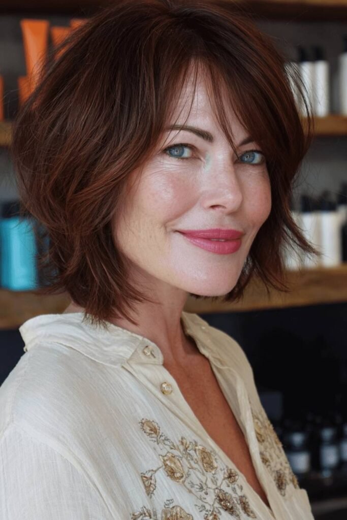 18. Feathered Blonde Bob with Wispy Bangs