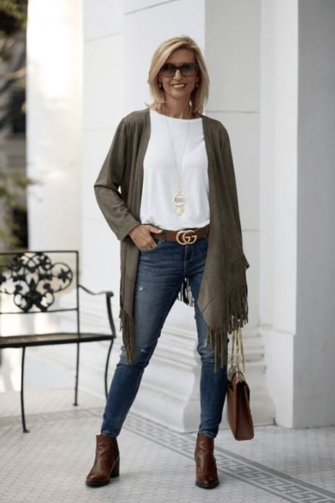19. Burgundy Wide-Leg Trousers with Silky Blouse