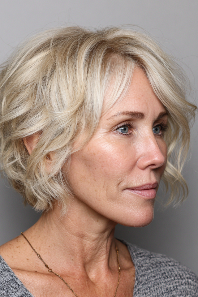 19. Short Wavy Crop with Soft Curtain Fringe