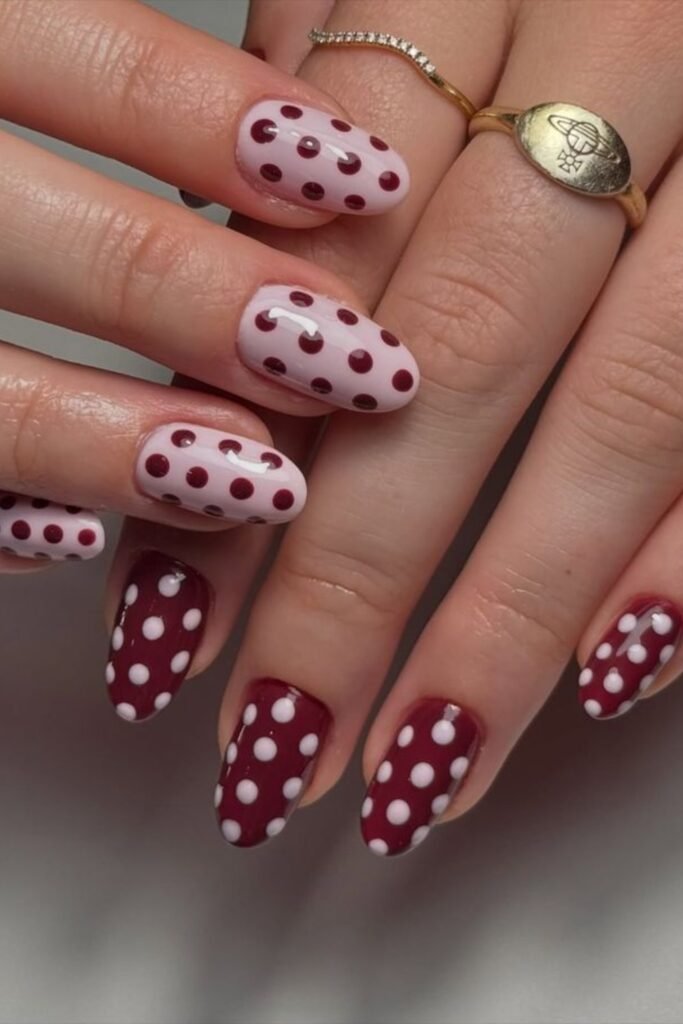 20. Chrome Silver Polka Dot Nails with Gems