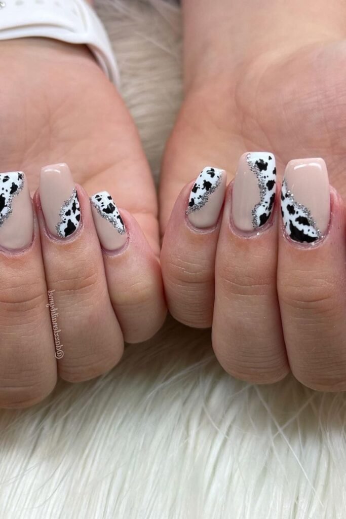 20. Cow Print with Silver Crystal Borders