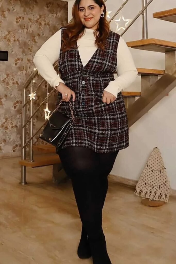 3. Chunky Cardigan over Floral Dress