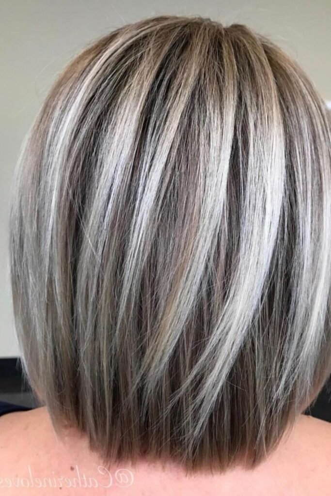 3. Chunky Silver Highlights on a Blunt Bob