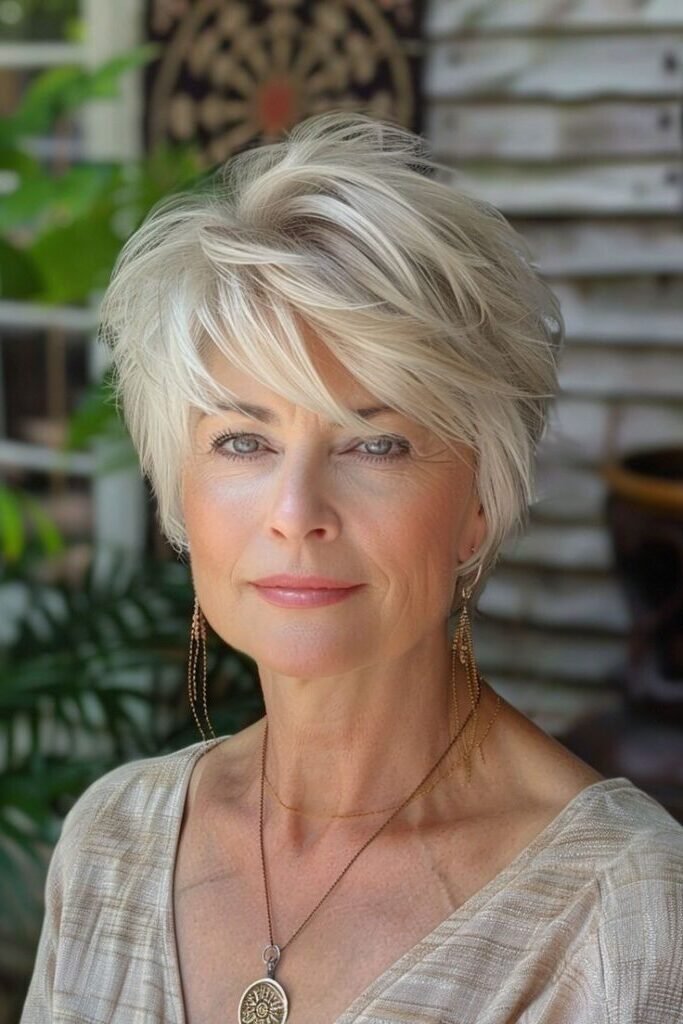 3. Layered Short Pixie Cut with Piecey Side Bangs