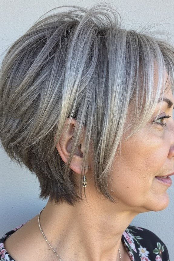 3. Stacked Asymmetrical Pixie Bob with Side-Swept Bangs