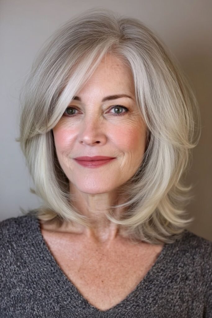 4. Classic Gray Pixie with Wispy Bangs