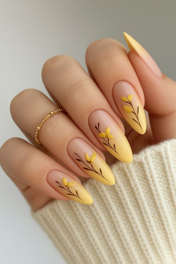 6. Yellow Nails with Long-Stem Daisies