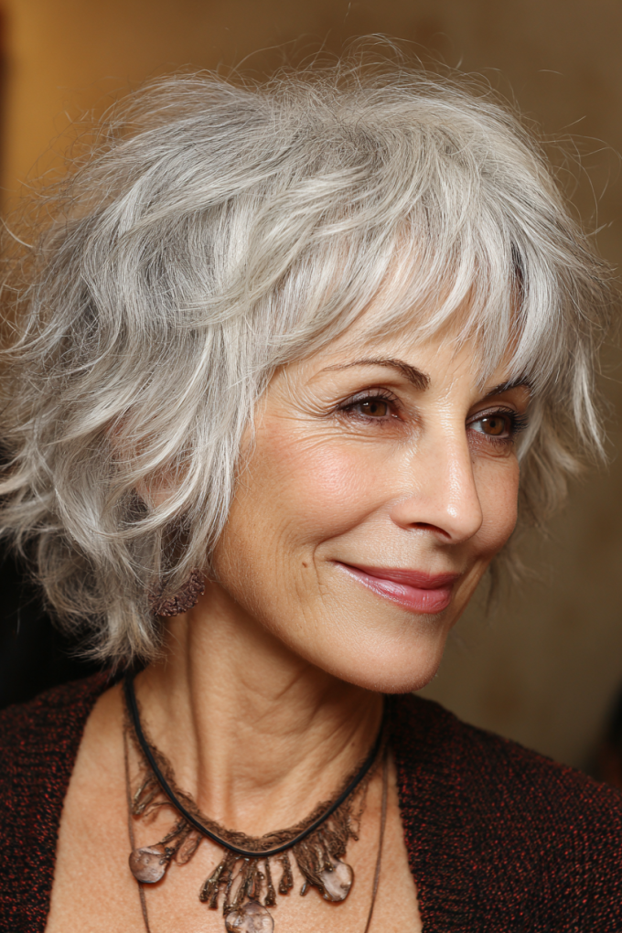 6. Textured Shag Cut with Wispy Bangs