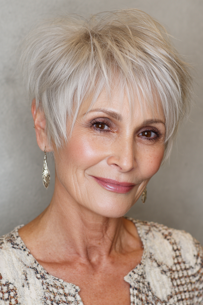 8. Short Spiky Pixie Cut with Layered Fringe